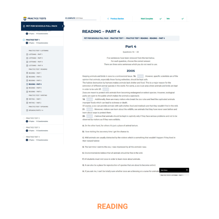 PET - READING