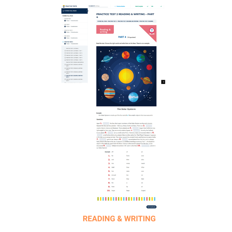 FLYERS - READING & WRITING
