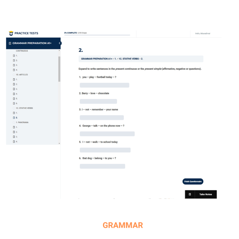 MOVERS - GRAMMAR