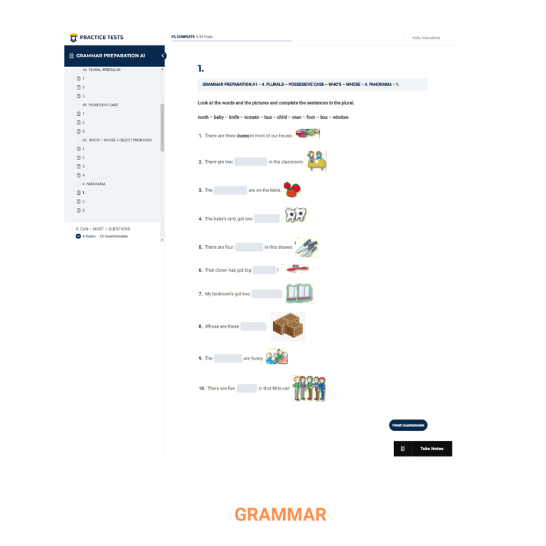 STARTERS - GRAMMAR